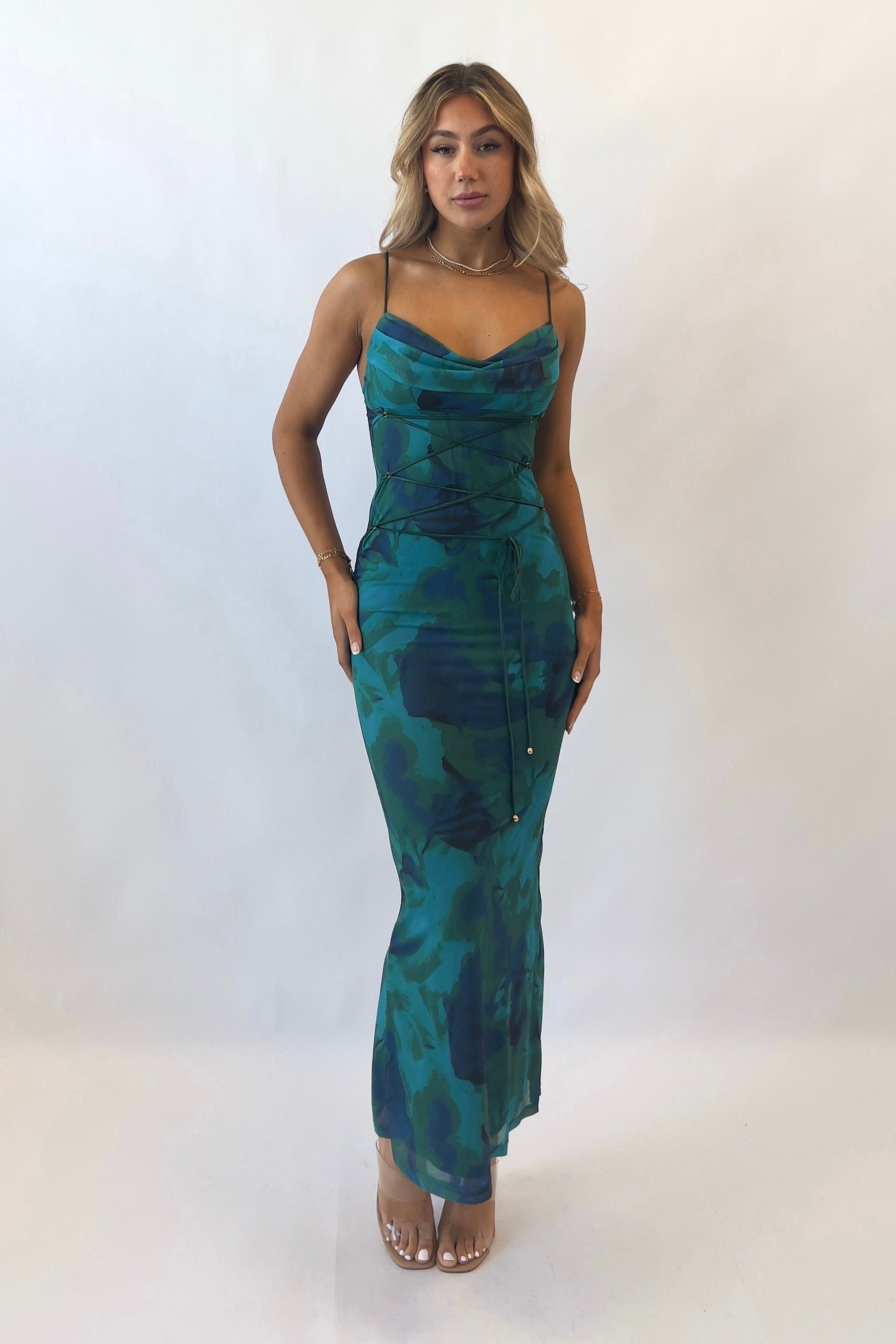 Blossom Maxi Dress - Teal Green  GEMMACHIC