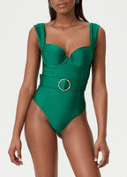 Emerald Shape - StructuRed One-Piece Swimsuit with Belt  GEMMACHIC