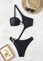 Luxe Asymmetrical Cutout One-Piece Swimsuit  GEMMACHIC