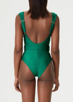 Emerald Shape - StructuRed One-Piece Swimsuit with Belt  GEMMACHIC
