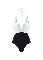 Palma Fleur - One-Piece Swimsuit with 3D Floral Detail and Wrap Tie  GEMMACHIC