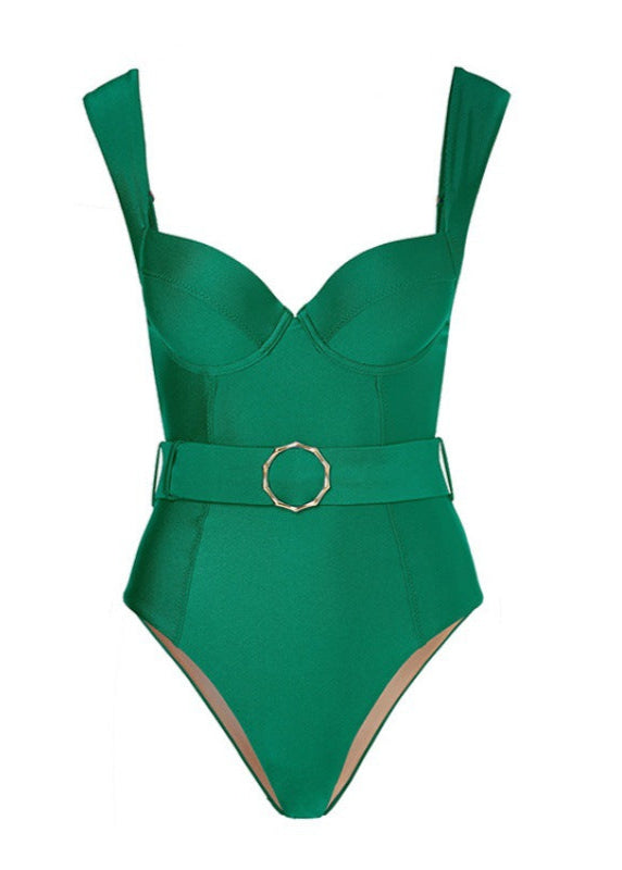 Emerald Shape - StructuRed One-Piece Swimsuit with Belt  GEMMACHIC