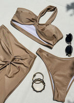 Sable Mirage - One Shoulder Bikini Set with Matching Wrap Skirt  GEMMACHIC