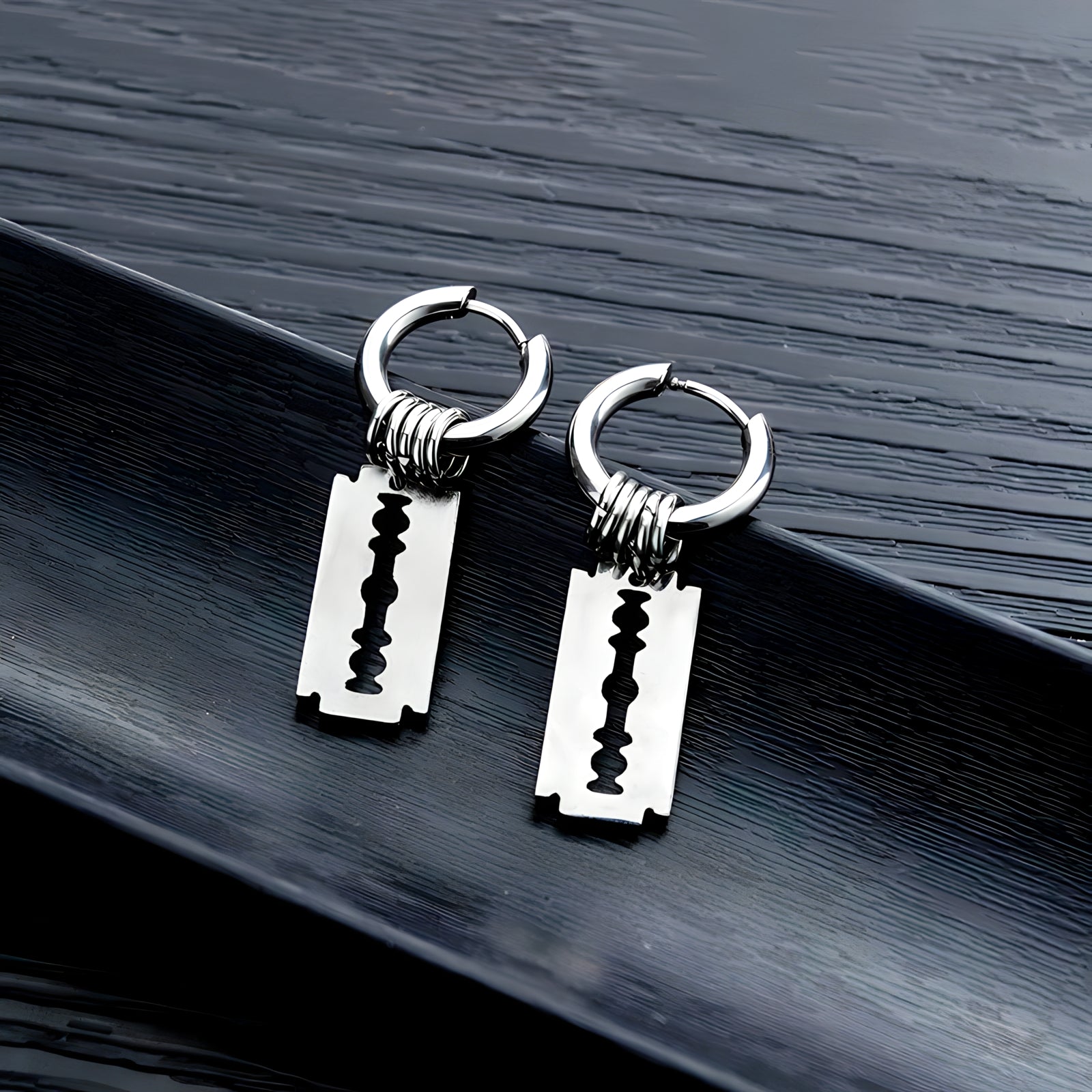 Razor Blade Hoop Earrings  GEMMACHIC