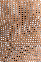 Embellished Halterneck A-Line Mini Dress in Almond  GEMMACHIC