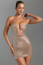 Embellished Cut-Out Mini Dress in Honey  Gemma Chic
