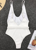 Capri - Belted Ribbed One-Piece Swimsuit  GEMMACHIC