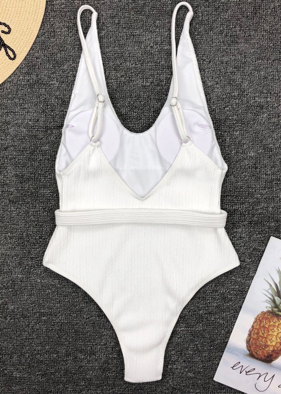 Capri - Belted Ribbed One-Piece Swimsuit  GEMMACHIC