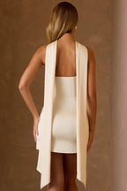 Scarf-Detail Strapless A-Line Mini Dress in Ivory  Gemma Chic
