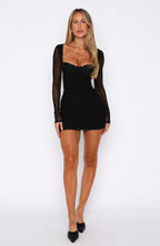 No Other Love Long Sleeve Mini Dress Black  GEMMACHIC