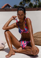 Tropic Bloom Ruched Strap Bikini Set  GEMMACHIC