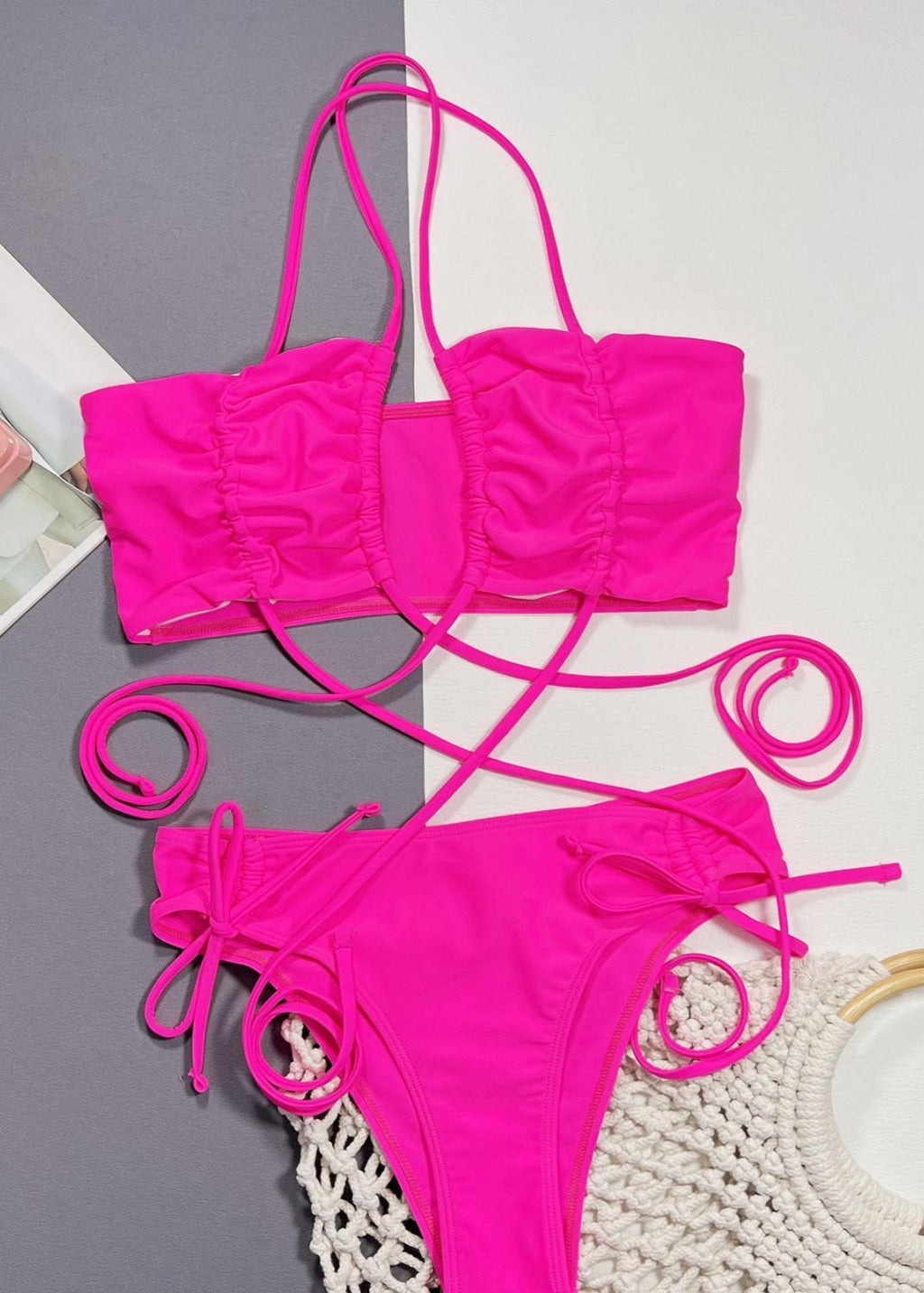 Vivid Fuchsia Wrap-Around Bikini Set  GEMMACHIC