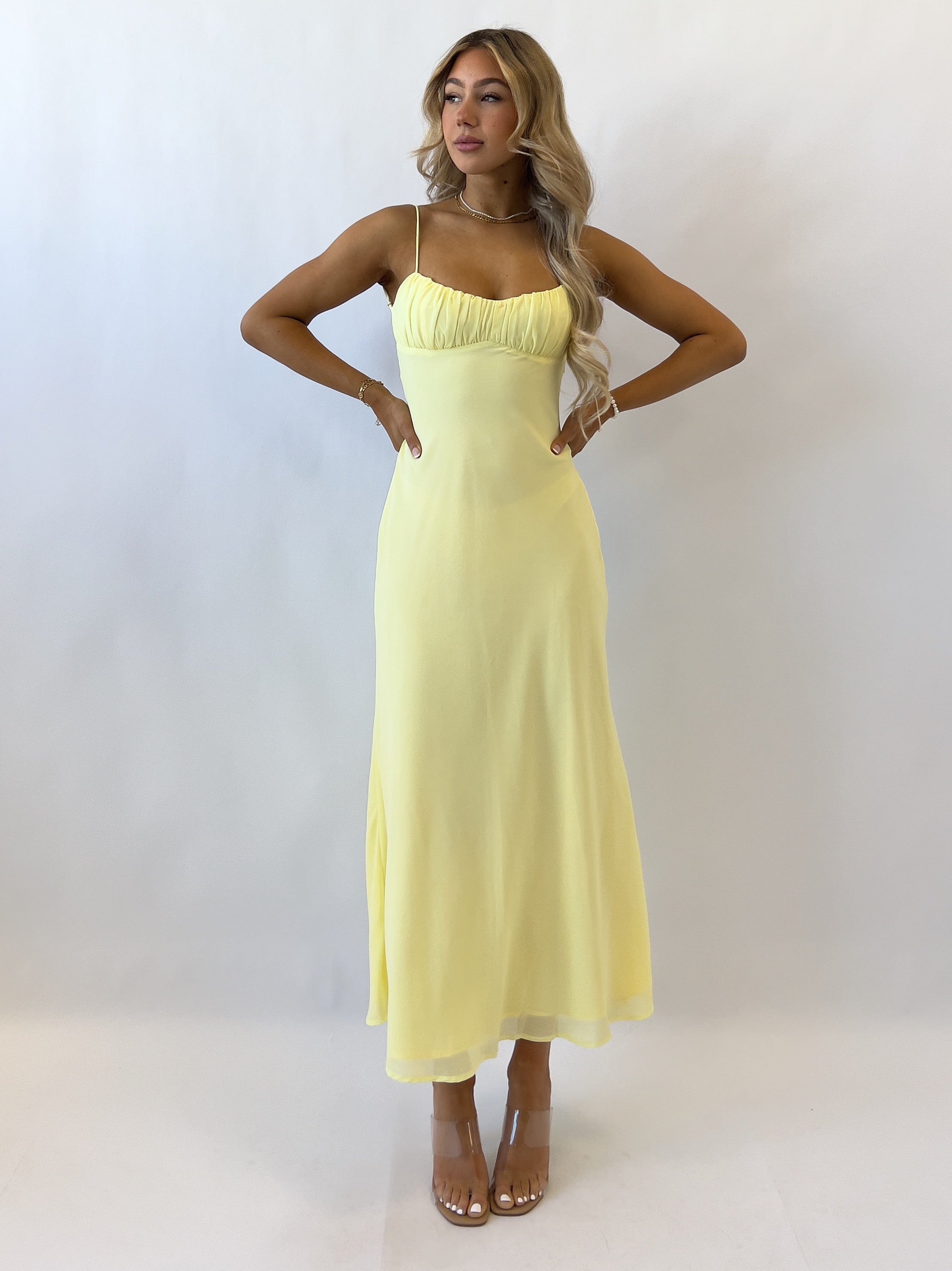 Noah Midi Dress - Yellow  GEMMACHIC