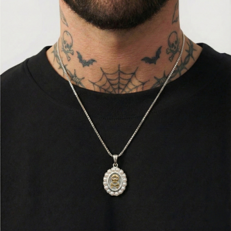 Pearl Skull Necklace  GEMMACHIC