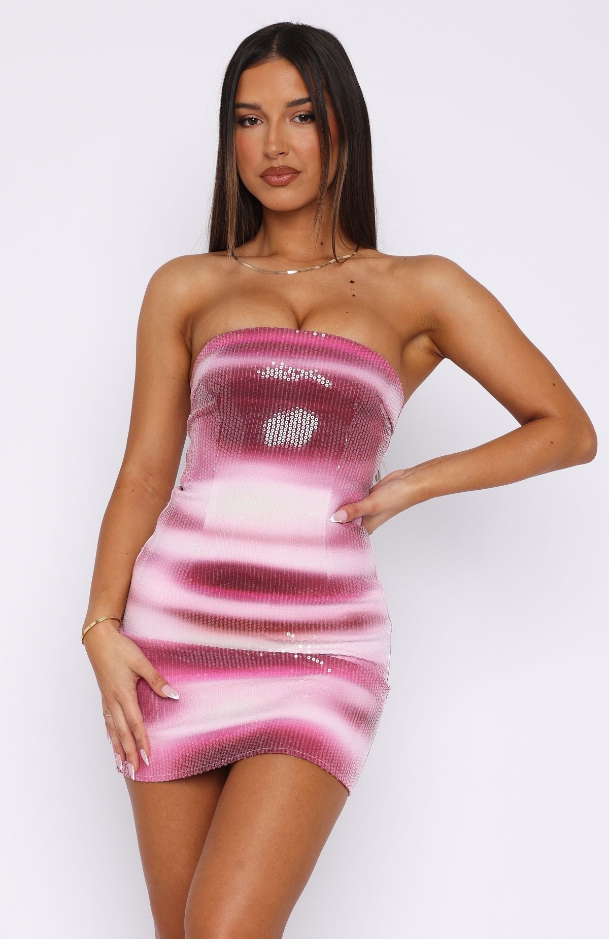 Make Up My Mind Sequin Mini Dress Boysenberry Ripple  GEMMACHIC