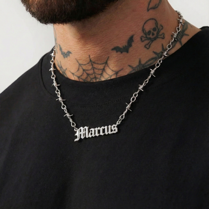 Barb Wire Personalized Necklace  GEMMACHIC