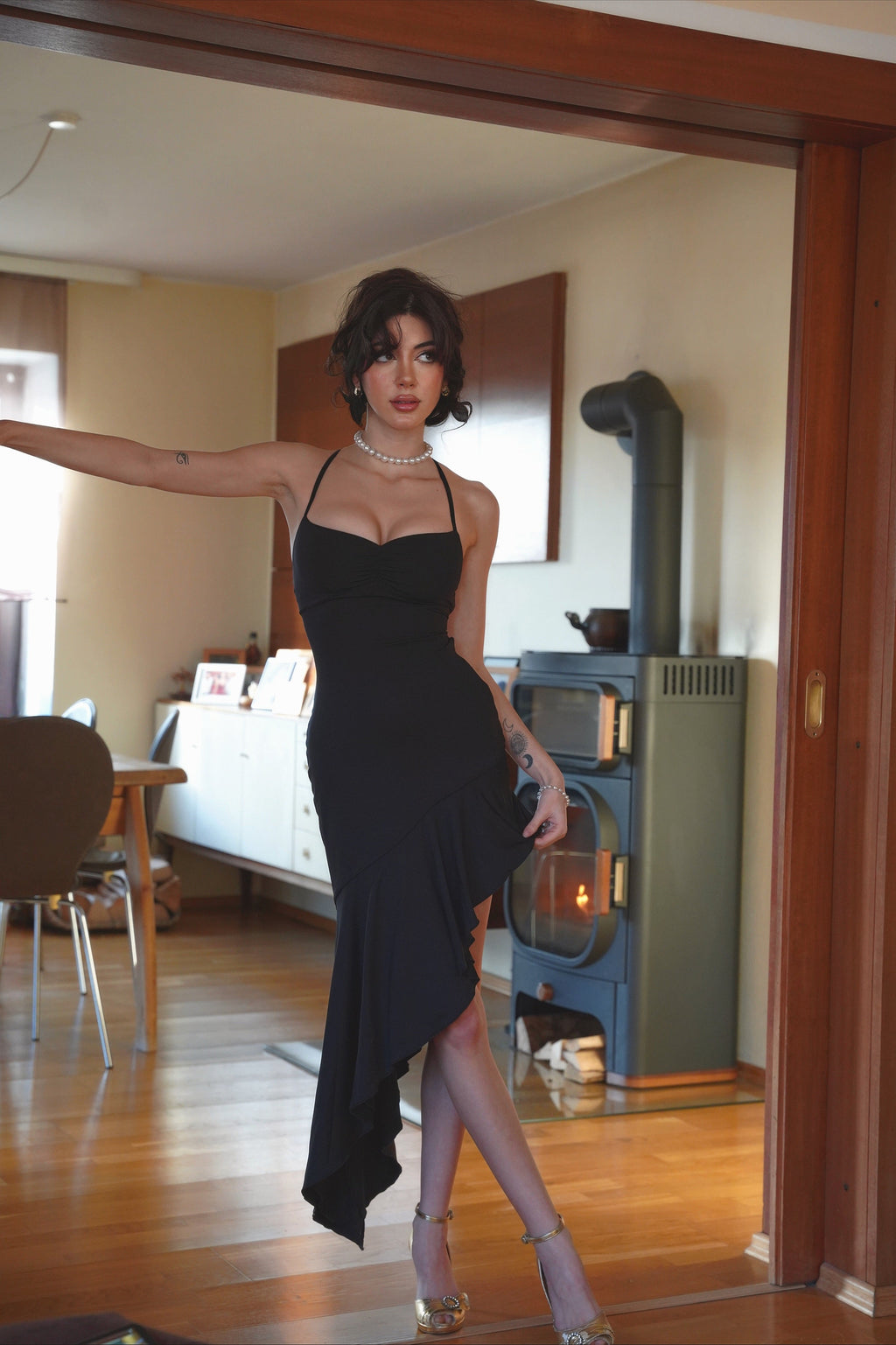 Fleur Midi Dress - Black  GEMMACHIC