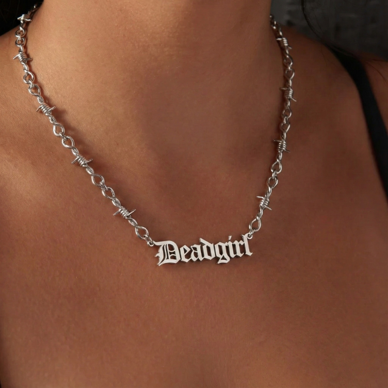 Barb Wire Personalized Necklace  GEMMACHIC
