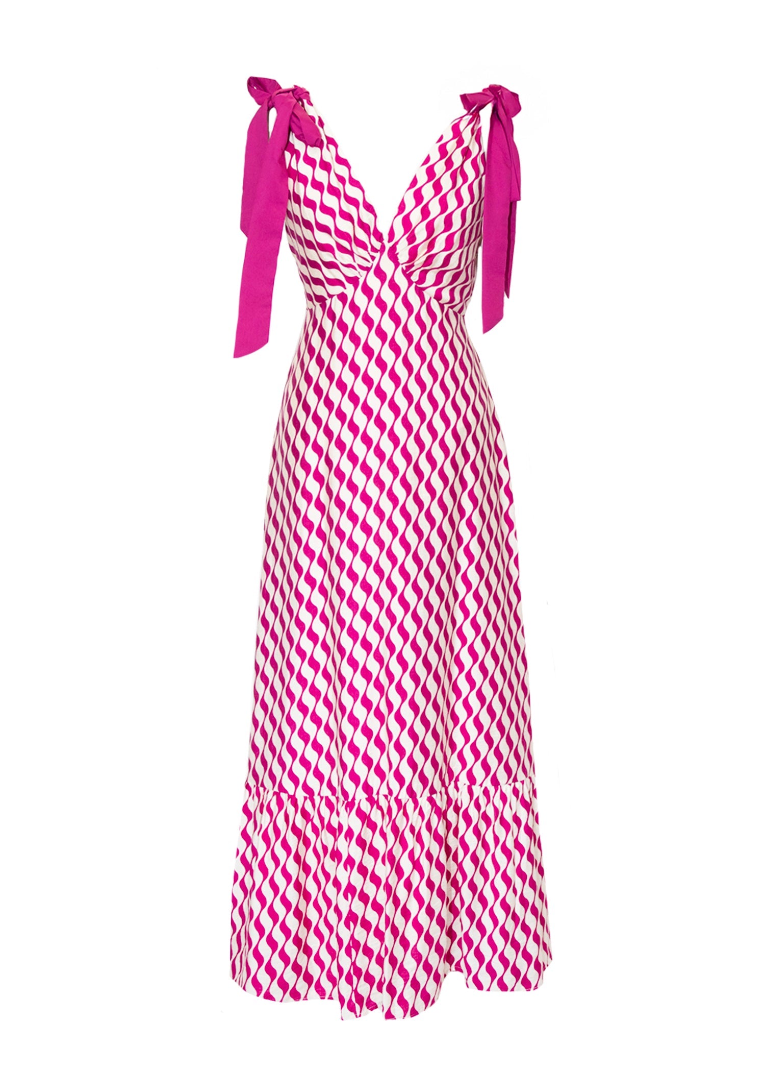 Havannah Tie Midi Dress - Magenta Wave  GEMMACHIC