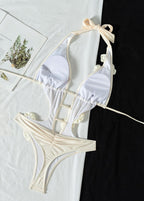 Sunburst Pearl-Accent Plunge Swimsuit  GEMMACHIC