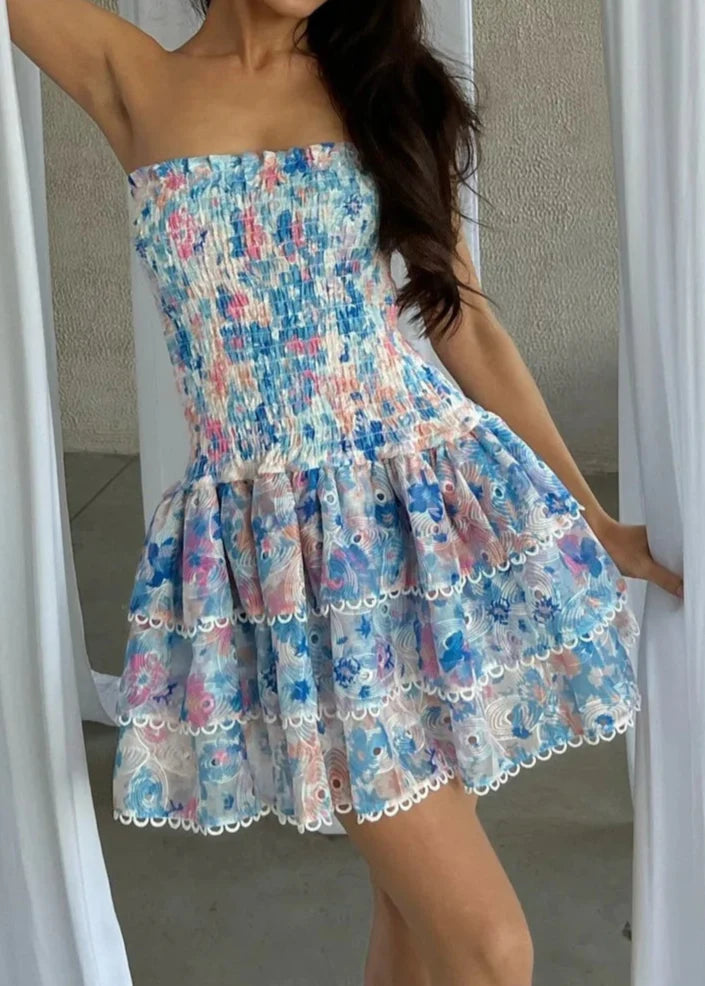 Vienna Dress - Blue Floral  GEMMACHIC