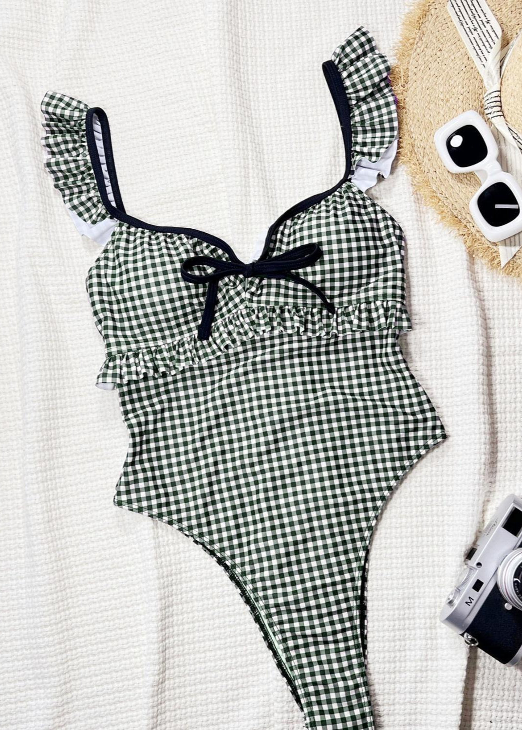 Vichy Charm Ruffle One-Piece Swimsuit  GEMMACHIC