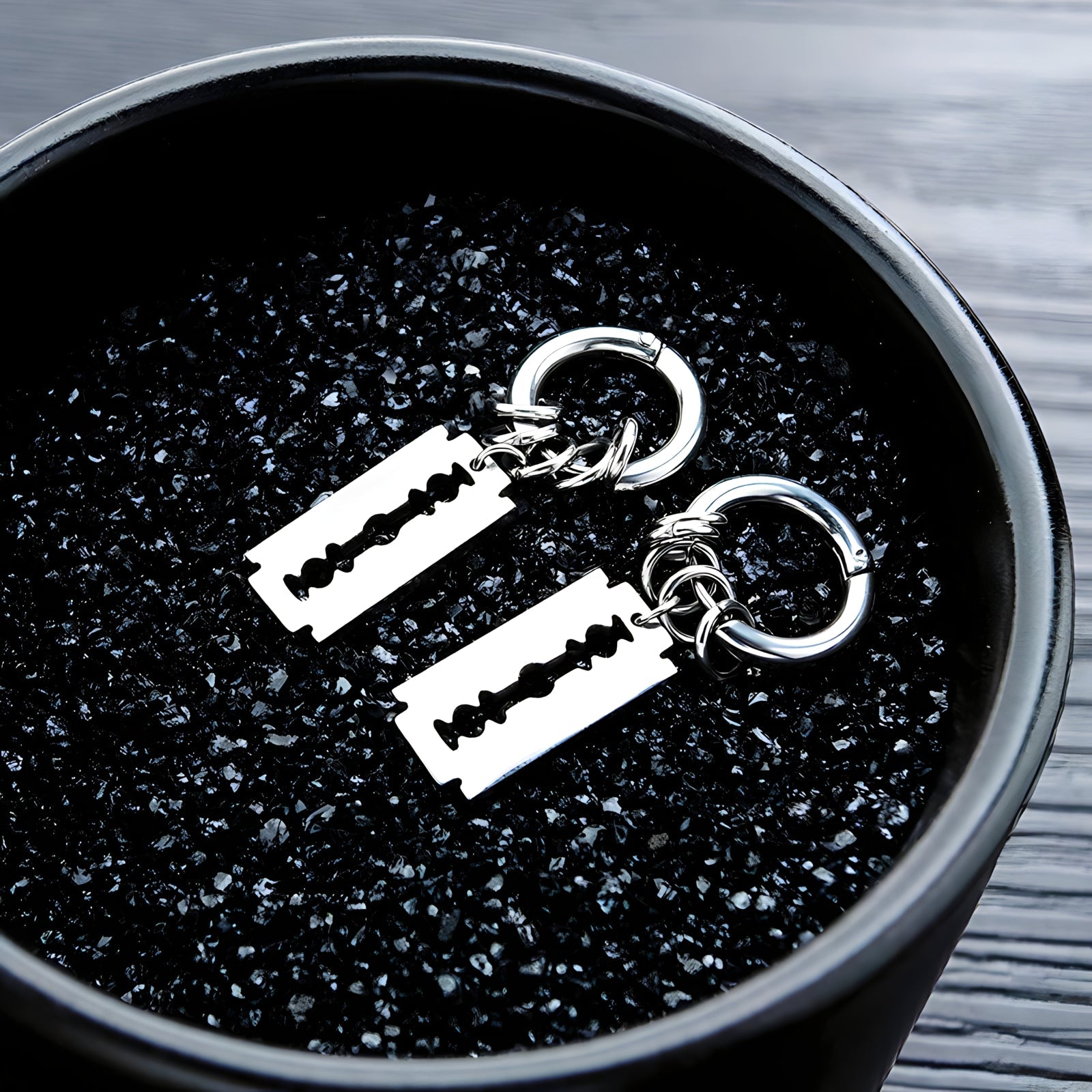 Razor Blade Hoop Earrings  GEMMACHIC