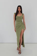 Polly Midi Dress - Khaki  GEMMACHIC