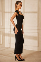 Sweetheart Neckline Maxi Dress in Black  Gemma Chic