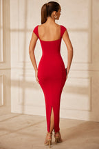 Sweetheart Neckline Maxi Dress in Red  Gemma Chic