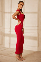 Sweetheart Neckline Maxi Dress in Red  Gemma Chic