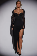 Embellished Side Split Maxi Dress in Black  Gemma Chic