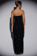 Embellished Bandeau Cowl Neck Maxi Dress in Black  Gemma Chic