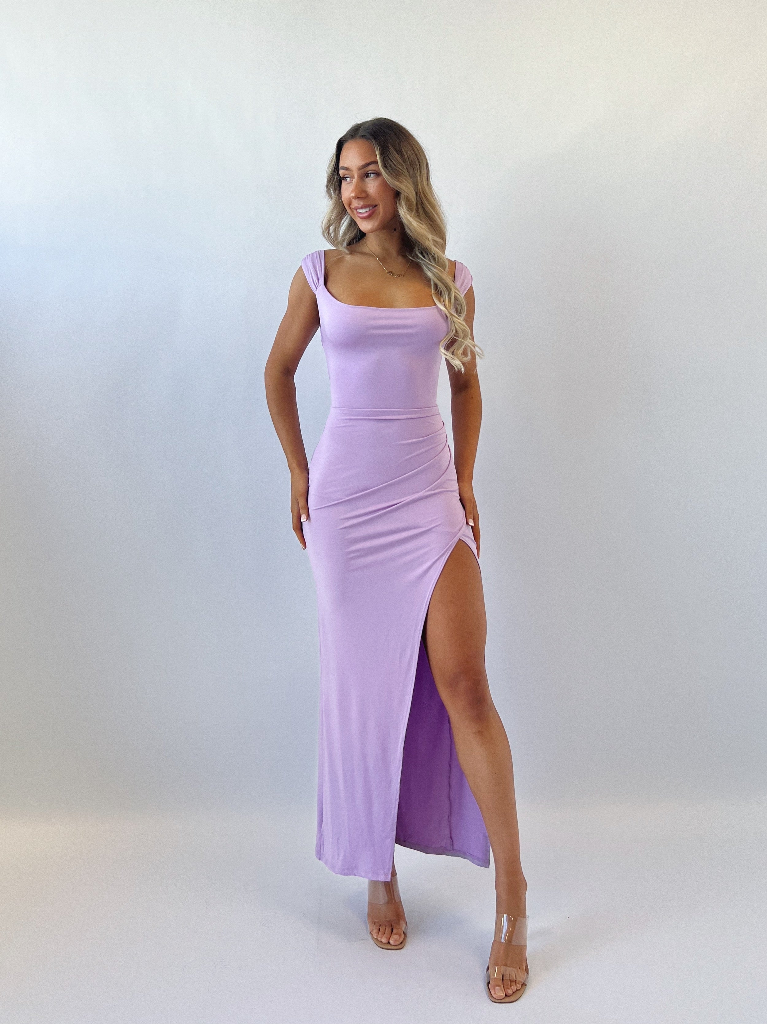 Polly Midi Dress - Purple  GEMMACHIC