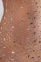 Sheer Embellished Scoop Neck Evening Gown in Almond  Gemma Chic