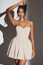 Corset Tulle Mini Dress in Ivory  Gemma Chic