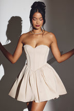Corset Tulle Mini Dress in Ivory  Gemma Chic