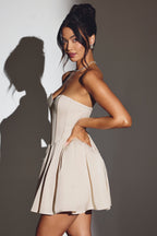 Corset Tulle Mini Dress in Ivory  Gemma Chic