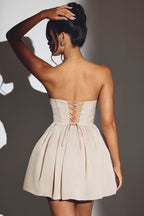 Corset Tulle Mini Dress in Ivory  Gemma Chic