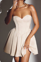 Corset Tulle Mini Dress in Ivory  Gemma Chic