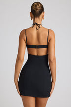 Embellished Heart Cup Detail Mini Dress in Black  Gemma Chic