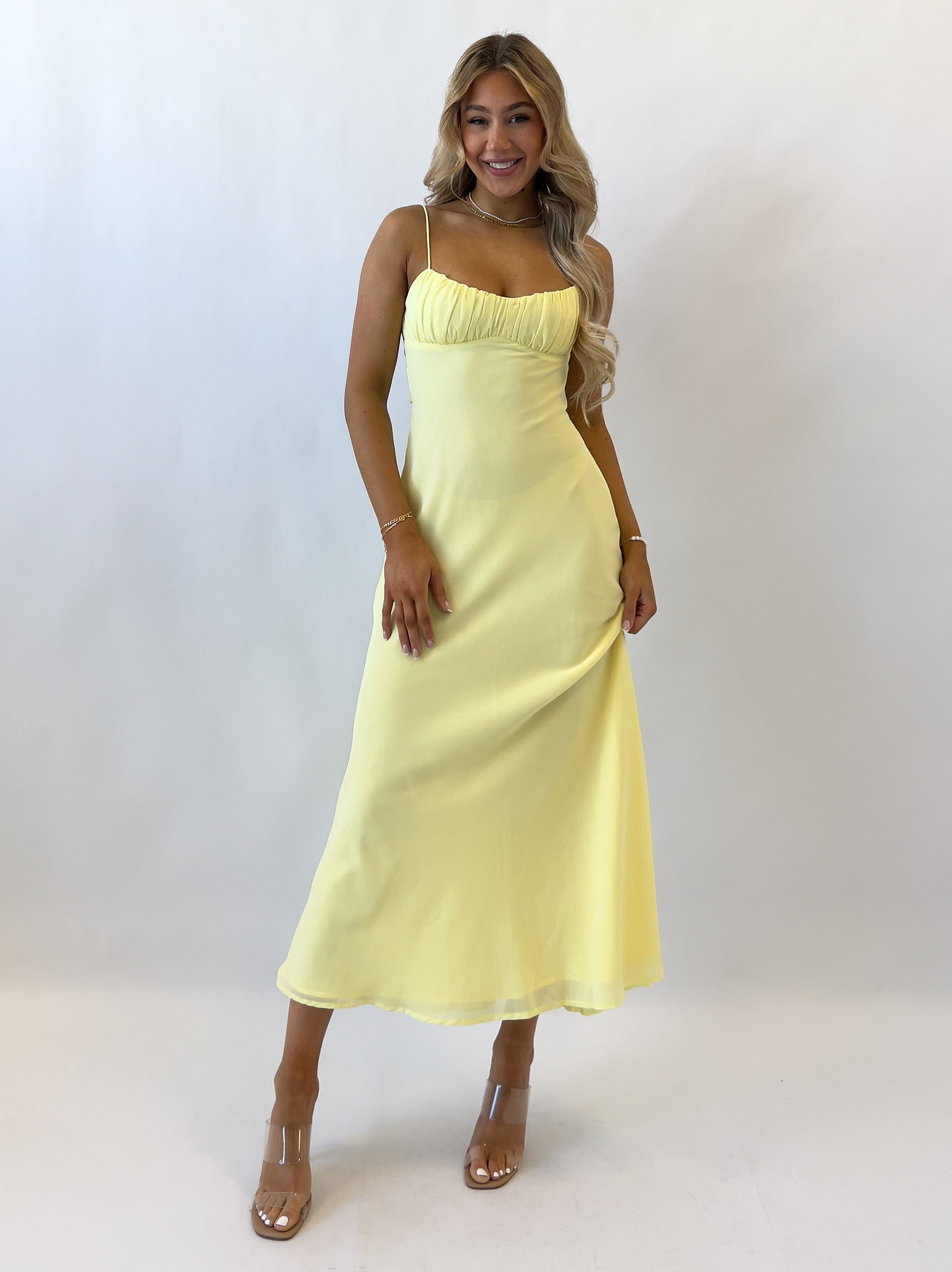 Noah Midi Dress - Yellow  GEMMACHIC