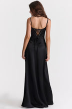 ANABELLA Black Lace Up Maxi Dress  GEMMACHIC