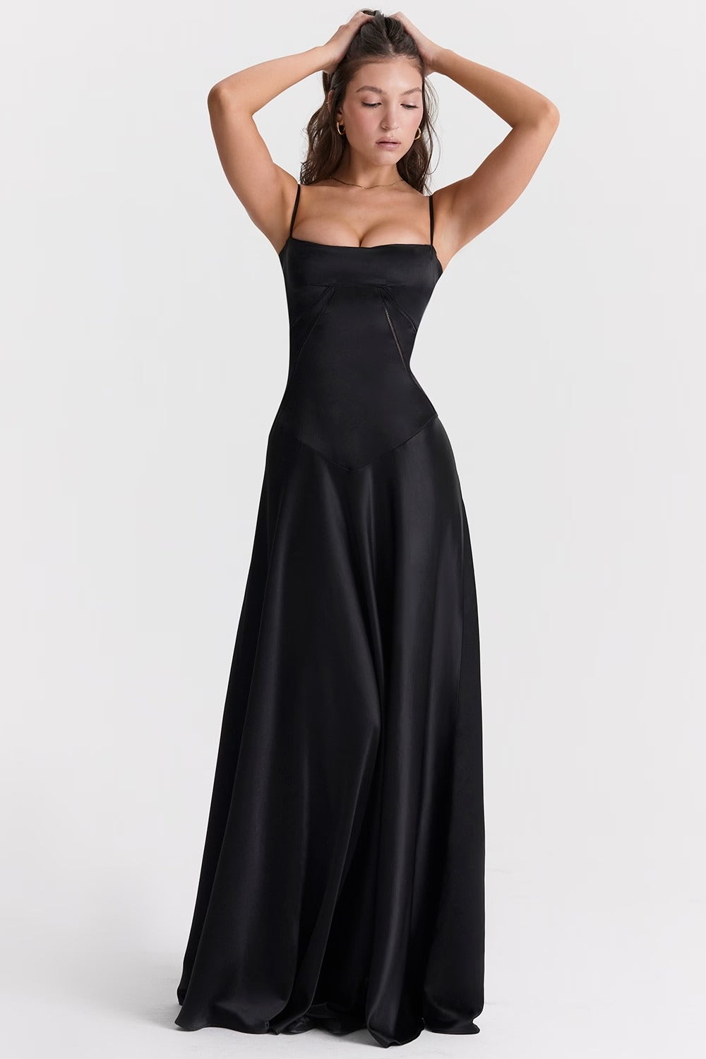 ANABELLA Black Lace Up Maxi Dress  GEMMACHIC