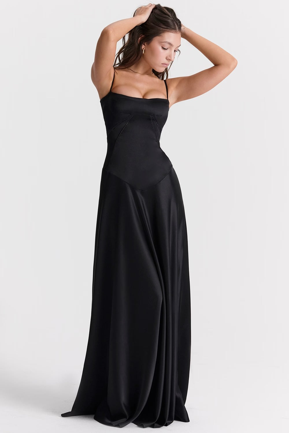 ANABELLA Black Lace Up Maxi Dress  GEMMACHIC