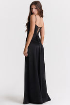 ANABELLA Black Lace Up Maxi Dress  GEMMACHIC