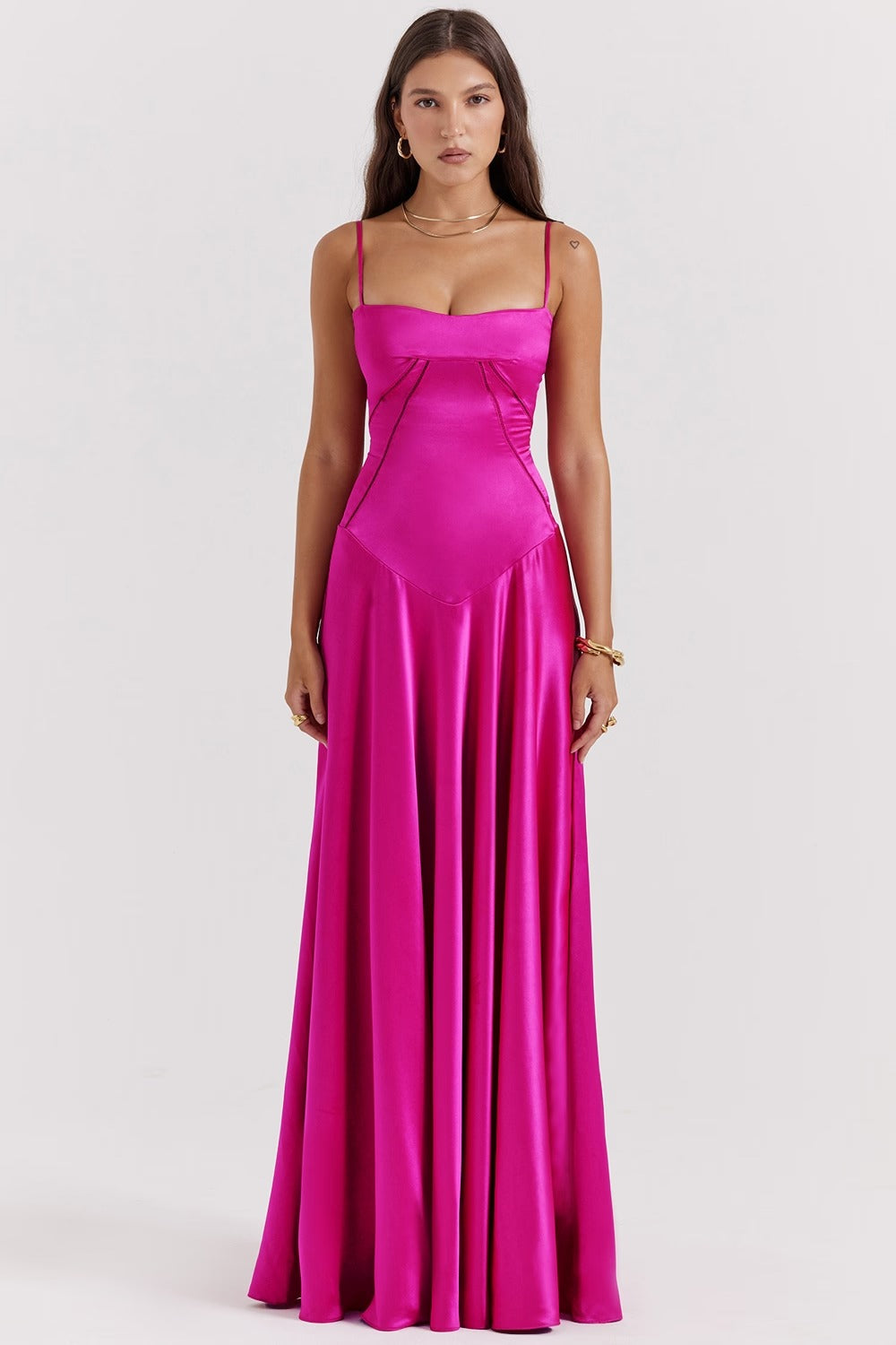 ANABELLA Fuchsia Lace Up Maxi Dress  GEMMACHIC