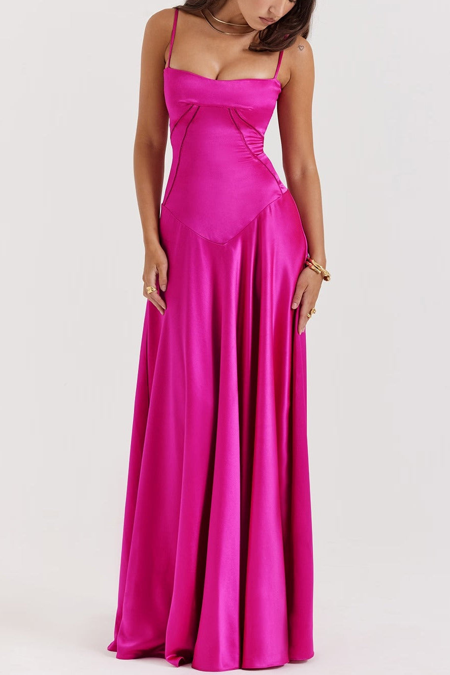 ANABELLA Fuchsia Lace Up Maxi Dress  GEMMACHIC