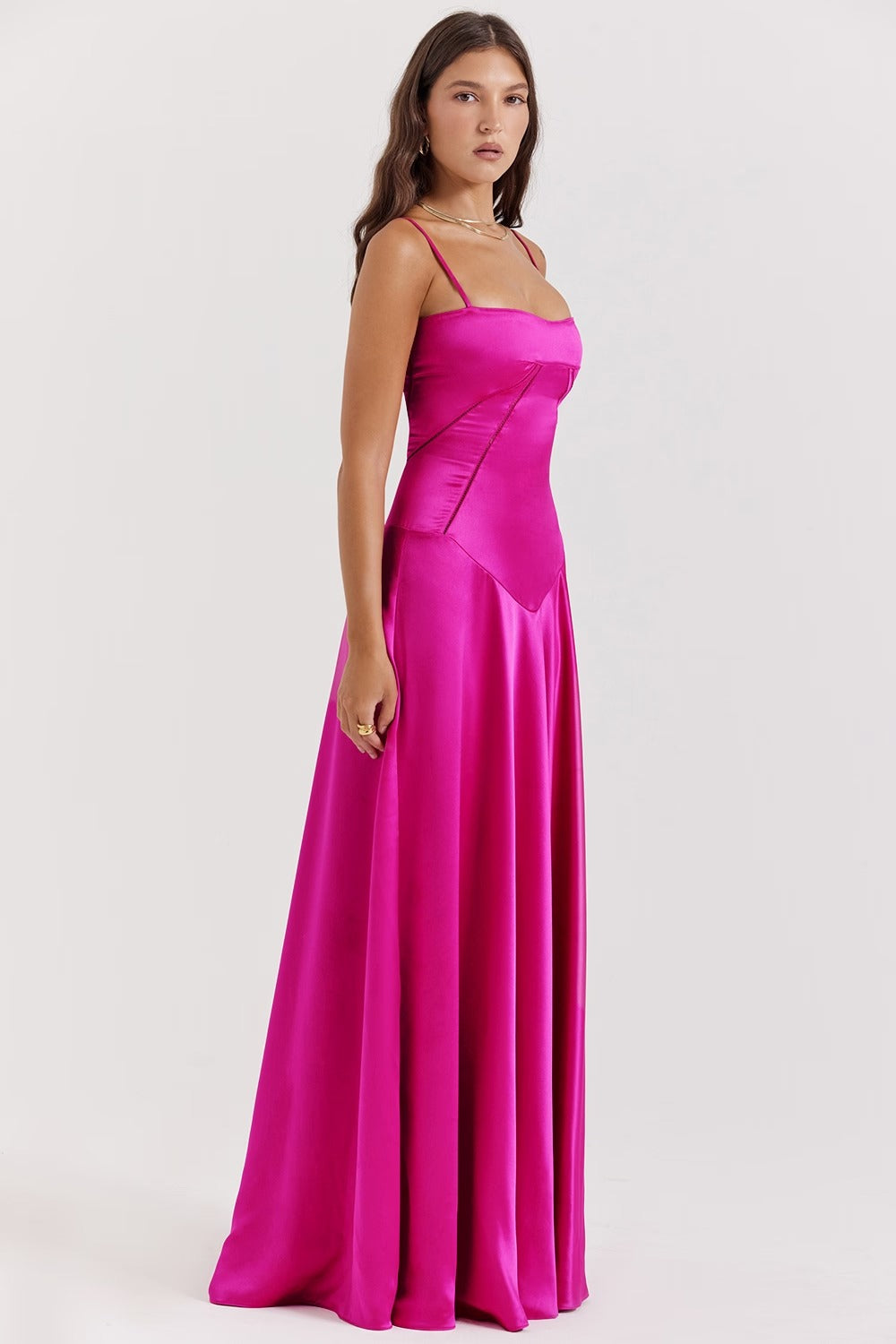 ANABELLA Fuchsia Lace Up Maxi Dress  GEMMACHIC