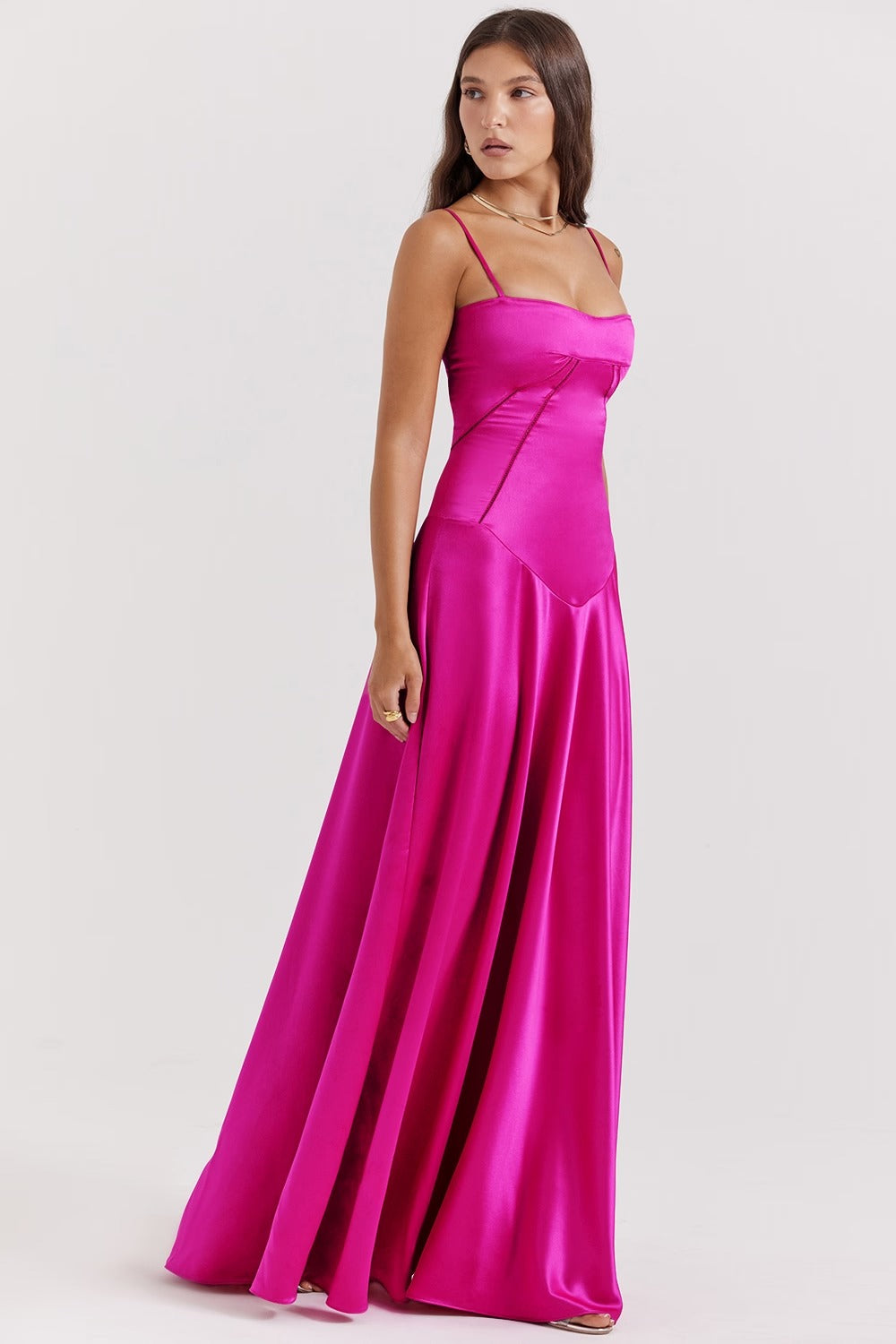 ANABELLA Fuchsia Lace Up Maxi Dress  GEMMACHIC